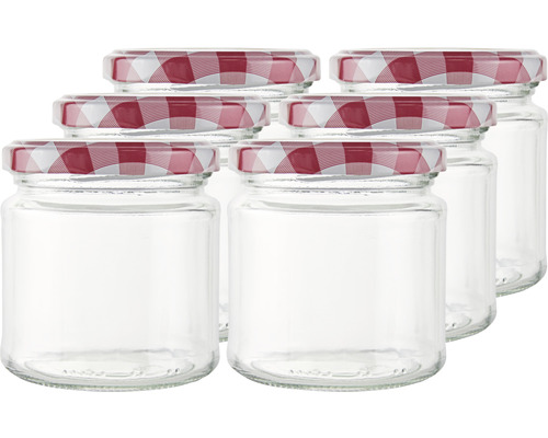 Bocal, bocal à conserves avec couvercle à visser 212 ml 6 pièces avec couvercle Six bocaux de conserve vides avec couvercles à carreaux