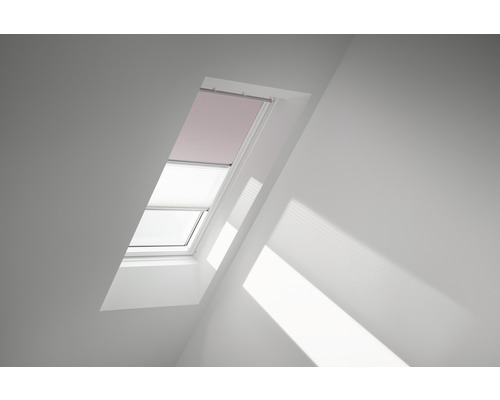 Store duo VELUX store occultant Kids Étoiles roses plus store plissé blanc cadre blanc DFD MK04 4659SWL