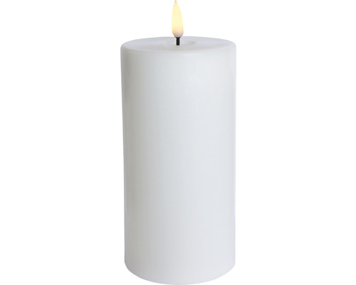 Bougie LED en cire véritable Ø 7,5 cm h 12,5 cm avec minuterie 8 h Bougie pilier décorative avec flamme LED pour l''intérieur