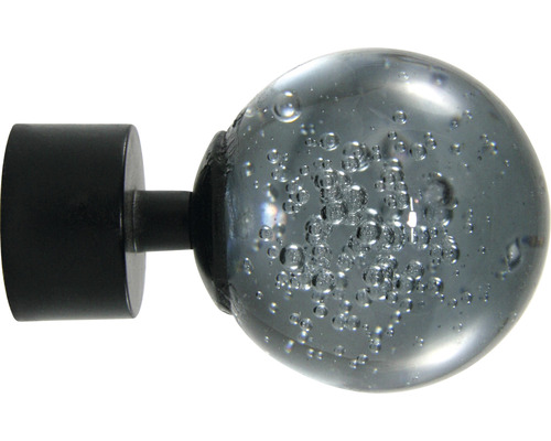 Endstück Kugel Rauch für Love Autrement Black Line schwarz natur Ø 28 mm 1 Stk. Gardinenstangen-Endstück mit Glaskugel-Design