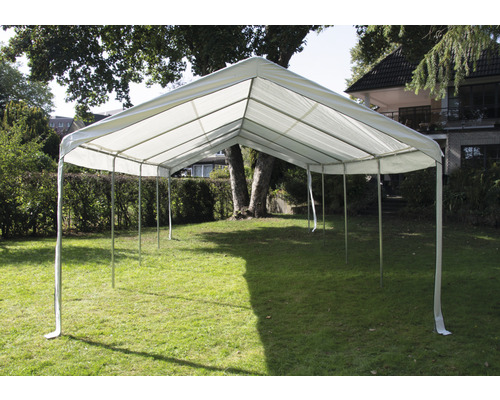 Weißes Partyzelt auf einer Wiese