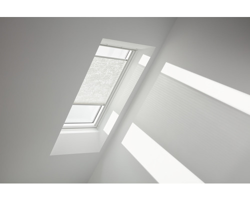 Store plissé Velux blanc à motif à commande manuelle FHL C02 1256SWL