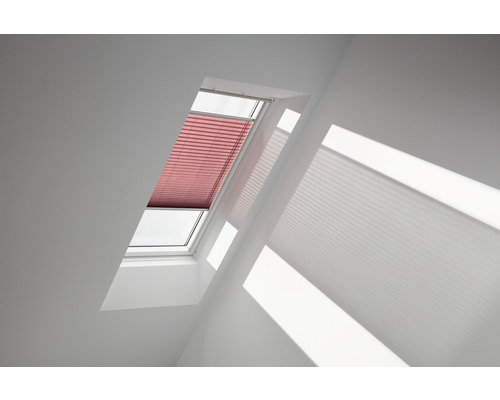 Store plissé Velux à commande manuelle rouge bordeaux uni FHL Y97 1279S