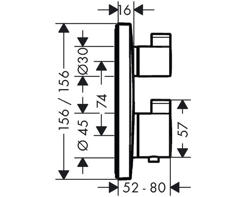 Dessin technique d''un produit de salle de bains avec indications de dimensions