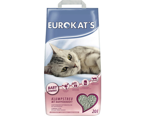 Litière pour chats EUROKATS poudre bébé 100% argile naturel, 20 l env. 20 kg