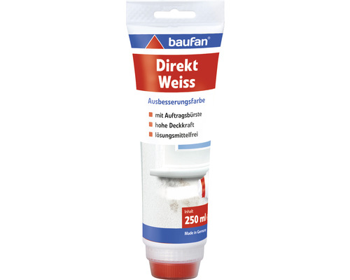 Peinture de réparation directe Baufan blanc 250 ml Baufan Direkt Weiss peinture de retouche, tube de 250 ml