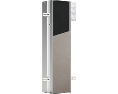 Module WC emco asis plus pour montage encastré 658 mm butée à gauche 975611006 Coupe transversale d''une paroi de douche avec différents matériaux