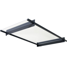 Vordach mit Stahlrahmen und klarer Kunststoffplatte