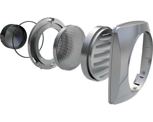 Explosionsansicht einer Atemschutzmaske mit Filter