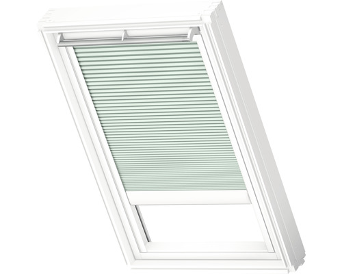 Store plissé Velux à énergie solaire vert pâle uni FSC C02 1168S