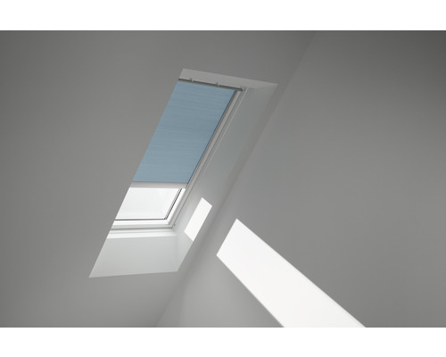 Store plissé Velux à énergie solaire bleu glacier uni FSC FK04 1169S