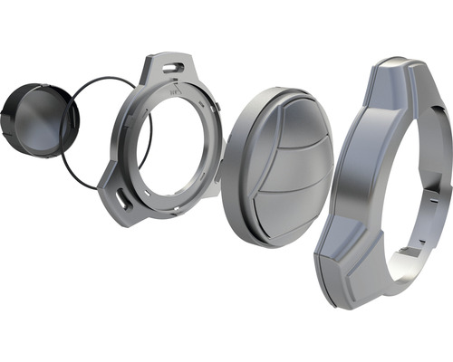 Explosionszeichnung eines Gehörschutzes in Einzelteilen