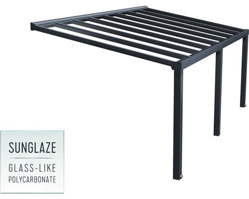 Auvent de terrasse métallique avec structure à lamelles