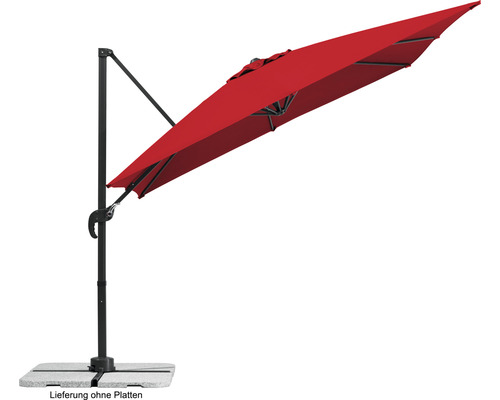 Roter Ampelschirm mit Standfuß