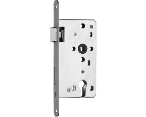 Serrure à encastrer de porte intérieure BKS 0415 DIN à droites, PZ, 55/72/8, rainure, têtière 18x235 mm vernie argent nickel Serrure à mortaiser pour portes intérieures