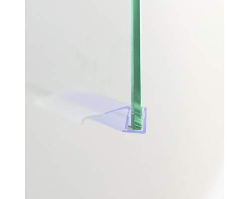 Profilé d'évacuation de l'eau Breuer PK365 1000 mm pour verre de 8 mm d'épaisseur Vue détaillée d''un joint de douche sur une paroi en verre