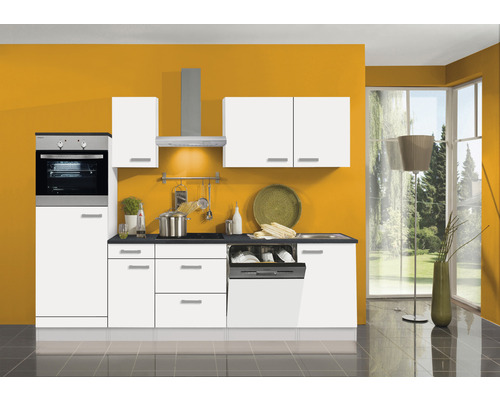 Optifit Küchenzeile mit Geräten Oslo214 270 cm weiß matt zerlegt Variante reversibel