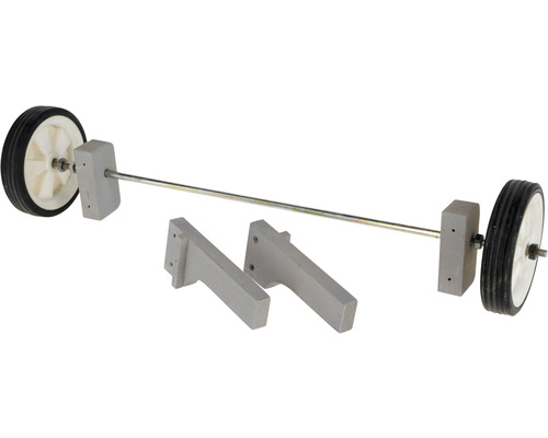 Bollerwagenachse mit Rädern und Befestigungswinkel