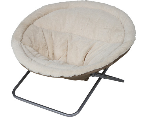 Fauteuil pour chat, tabouret pour chat Alice 58 x 58 x 35 cm beige Fauteuil rond avec revêtement en tissu et structure en métal