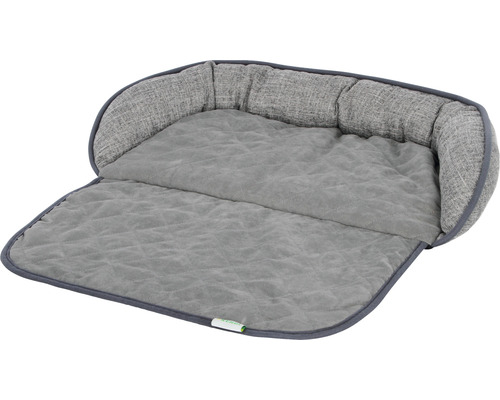 Couchage pour animaux de compagnie gris avec surface de couchage matelassée