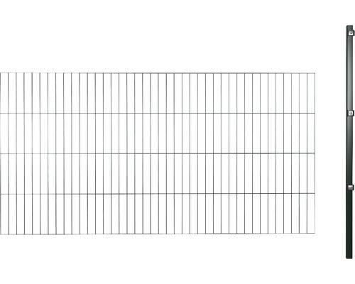 Panneau rigide simple fil set d'extension L 200 cm h 100 cm comprenant 1 grille et 1 poteau, vert