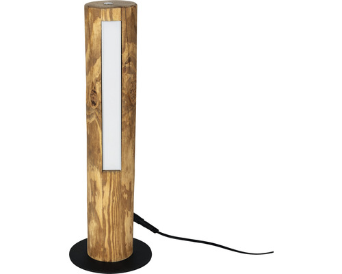Lampe de table LED bois, métal à intensité lumineuse variable 8W 630 lm 3000 K blanc chaud hxØ 450x150 mm Odun pin décapé, noir avec variateur d'intensité tactile