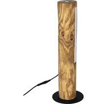 Lampe décorative en bois sur socle métallique avec câble