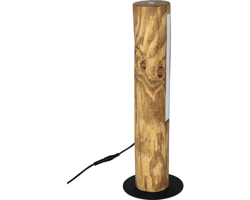 Lampe décorative en bois sur socle métallique avec câble