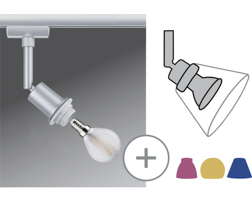 Spot sur rail avec ampoule et abat-jour optionnels