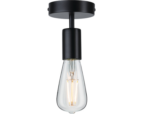 Schwarze Deckenleuchte mit Glühbirne