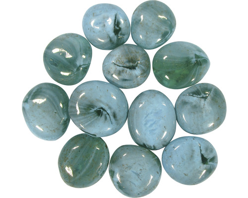 Décoration d'aquarium galets en verre 0,75 kg bleu arctique (bleu, gris, vert) Pierres décoratives en verre, forme ovale