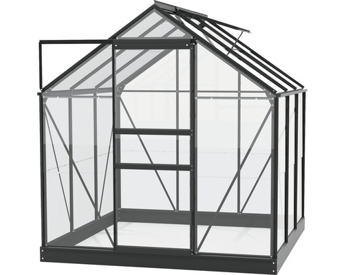 Gewächshaus mit offener Tür und Dachfenster zur Pflanzenzucht