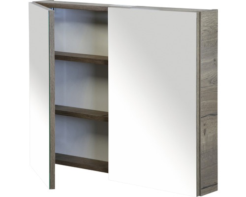 Armoire de toilette à miroir avec deux portes et étagères