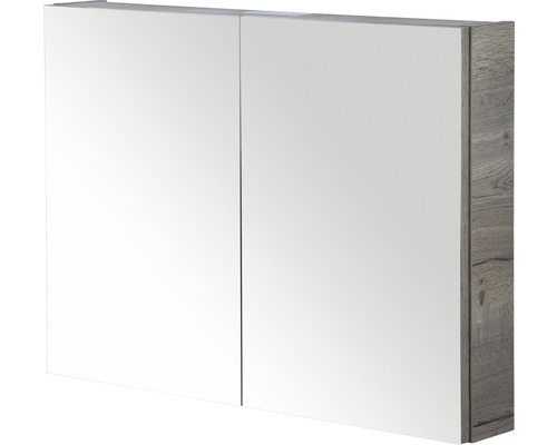 Spiegelschrank mit zwei Türen und Holzdekor