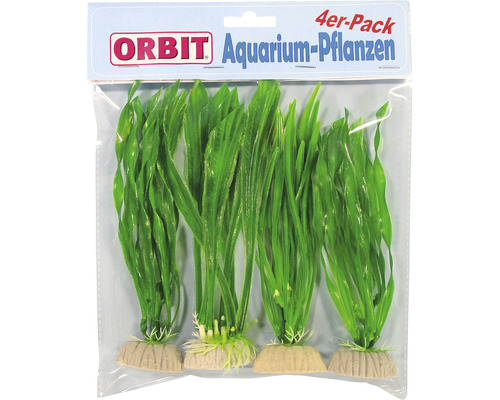 Plantes aquatiques en plastique petit modèle longues feuilles 20 cm 4 pièces vert