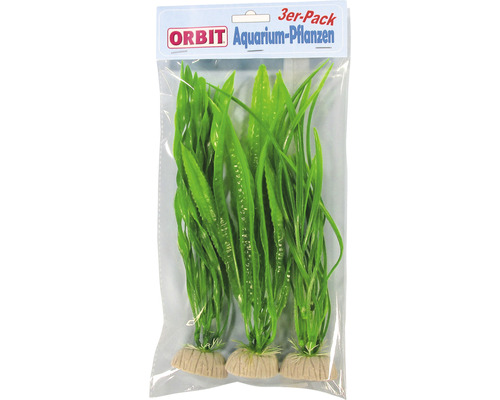 Plantes aquatiques en plastique modèle moyen longues feuilles 30 cm 3 pièces vert Orbit Plantes pour aquarium Lot de 3