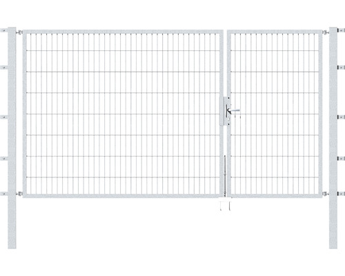 Portillon double ALBERTS Flexo 100+200 x 160 cm 6/5/6 dormant 40x40 avec poteaux 8 x 8 cm galvanisé à chaud