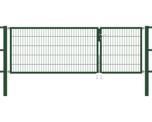 Portillon double ALBERTS Flexo 100 x 200 cm 6/5/6 dormant 40x40 avec poteaux 8 x 8 cm vert