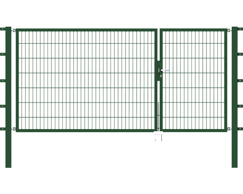 Portillon double ALBERTS Flexo 100+200 x 140 cm 6/5/6 dormant 40x40 avec poteaux 8 x 8 cm vert