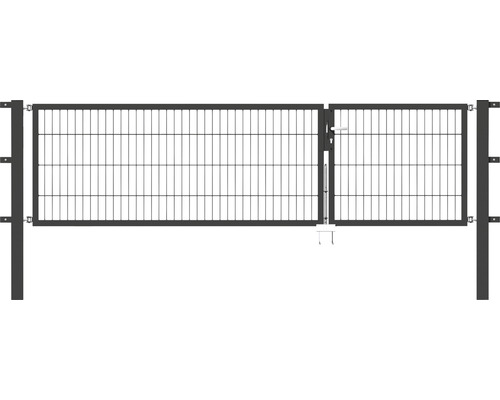 Portillon double ALBERTS Flexo 100+200 x 80 cm 6/5/6 dormant 40x40 avec poteaux 8 x 8 cm anthracite