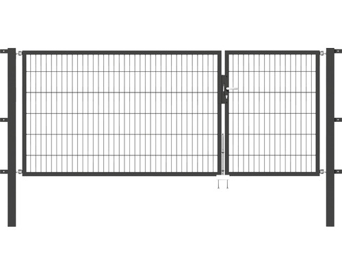 Portillon double ALBERTS Flexo 100+200 x 120 cm 6/5/6 dormant 40x40 avec poteaux 8 x 8 cm anthracite