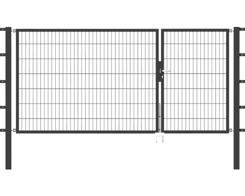 Portillon double ALBERTS Flexo 100+200 x 140 cm 6/5/6 dormant 40x40 avec poteaux 8 x 8 cm anthracite