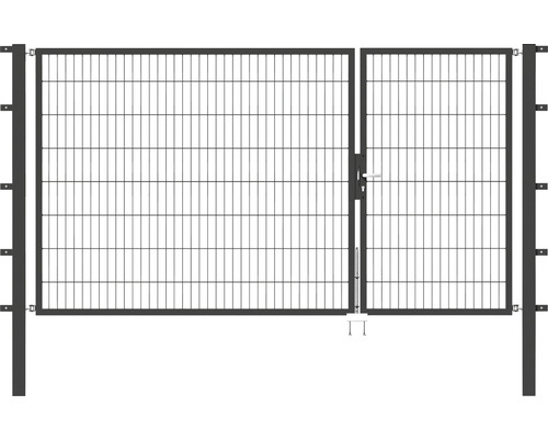 Portillon double ALBERTS Flexo 100+200 x 160 cm 6/5/6 dormant 40x40 avec poteaux 8 x 8 cm anthracite