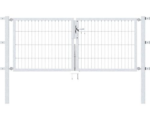 Portillon double ALBERTS Flexo 200 x 80 cm 6/5/6 dormant 40x40 avec poteaux 6 x 6 cm galvanisé à chaud