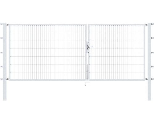 Portillon double ALBERTS Flexo 350 x 140 cm 6/5/6 dormant 40x40 avec poteaux 8 x 8 cm galvanisé à chaud