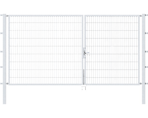 Portillon double ALBERTS Flexo 350 x 180 cm 6/5/6 dormant 40x40 avec poteaux 8 x 8 cm galvanisé à chaud