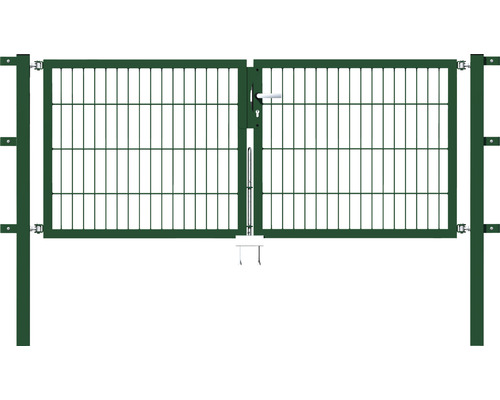 Portillon double ALBERTS Flexo 200 x 80 cm 6/5/6 dormant 40x40 avec poteaux 6 x 6 cm vert