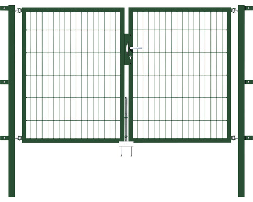 Portillon double ALBERTS Flexo 200 x 120 cm 6/5/6 dormant 40x40 avec poteaux 6 x 6 cm vert