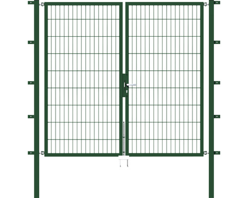 Portillon double ALBERTS Flexo 200 x 180 cm 6/5/6 dormant 40x40 avec poteaux 6 x 6 cm vert