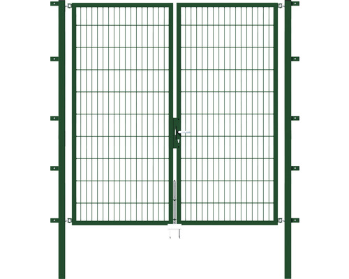 Portillon double ALBERTS Flexo 200 x 200 cm 6/5/6 dormant 40x40 avec poteaux 6 x 6 cm vert